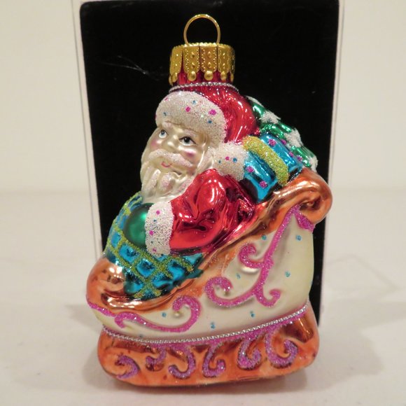 Christmas Glass Ornament Santa Handcrafted by Unique Treasure Gift Box Keepsake - Picture 2 of 6